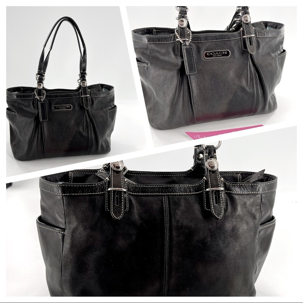 Coach Black Leather East West Gallery Tote #15147